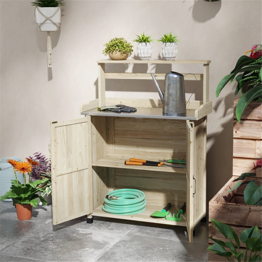 Potting Bench with Storage Cabinet